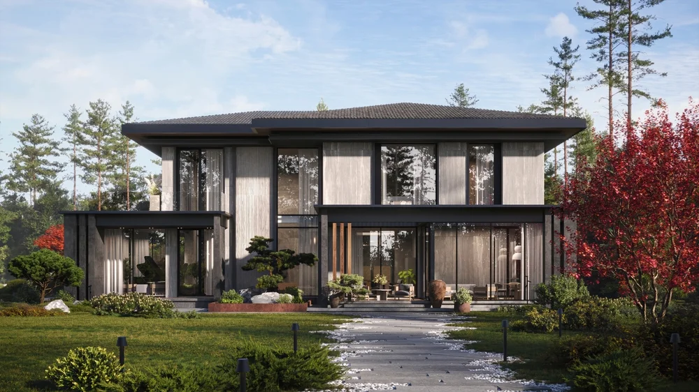 Beautiful Landscaping of Modern house exterior